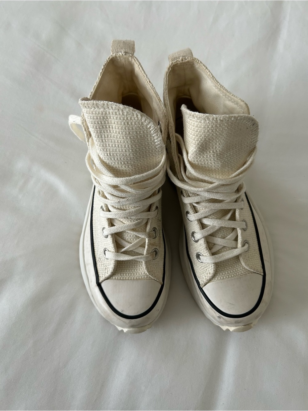Converse Cream High-Top Platform Sneakers - Picture 2 of 5
